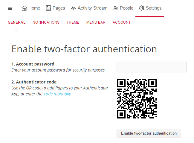 Two-Factor Authentication Scan QR code